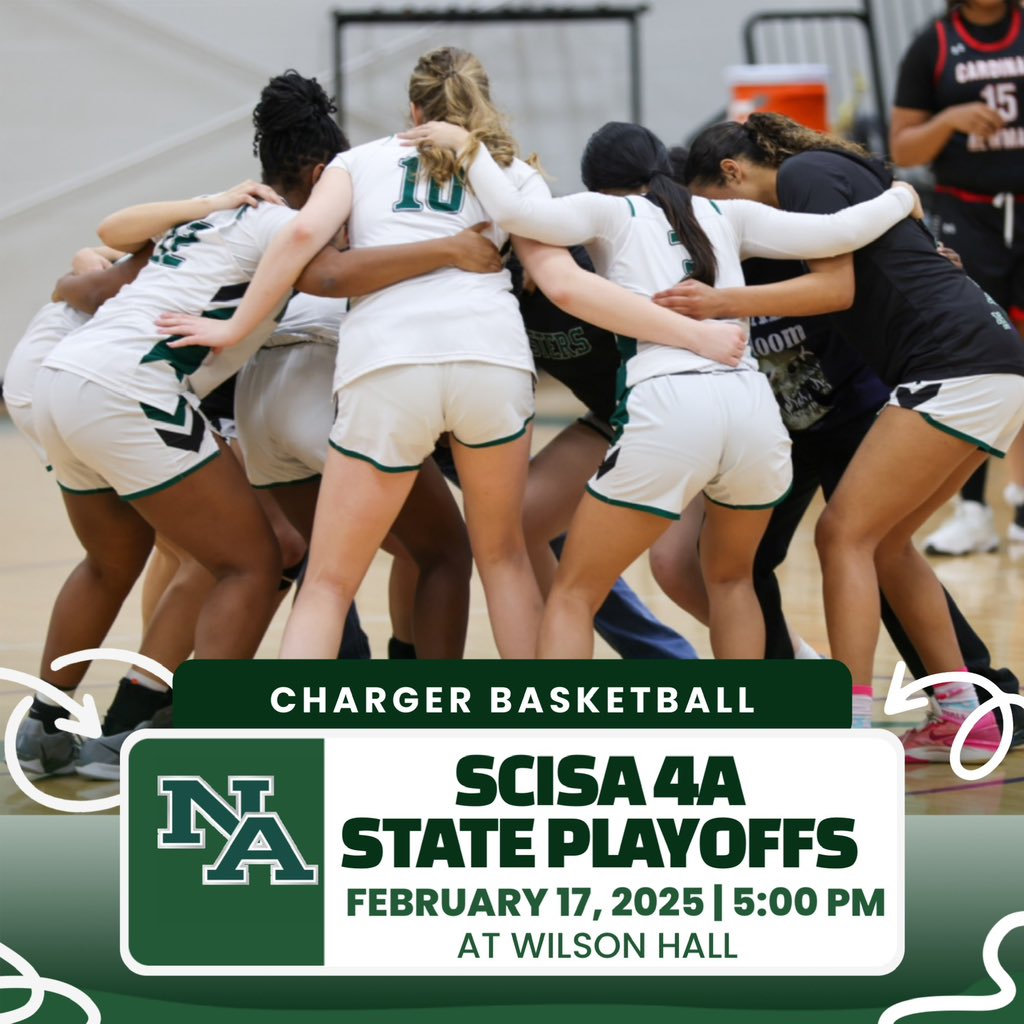 SCISA 4A Quarterfinals today at 5pm vs Northside Christian of Lexington, SC. Meet us at Wilson Hall School in Sumter. 
Play Hard or Go Home 💜💚🏀