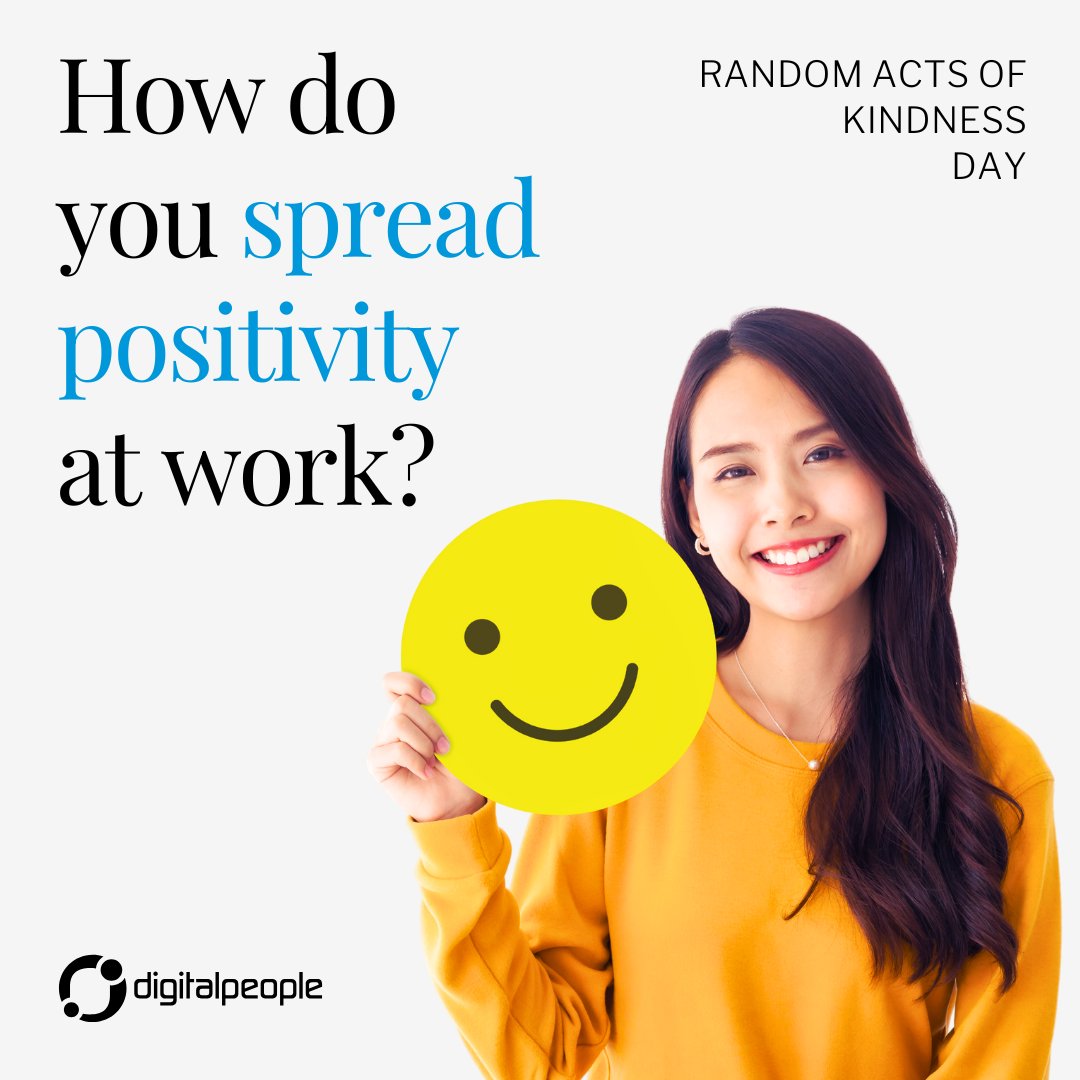 DigitalPeople's tweet photo. Kindness goes a long way—especially at work! On Random Acts of Kindness Day, we encourage you to brighten someone’s day with a kind word or gesture.

How do you spread positivity at work?
Share your ideas below!

#KindnessDay #PositiveWorkplace https://t.co/pzPUZduvsX