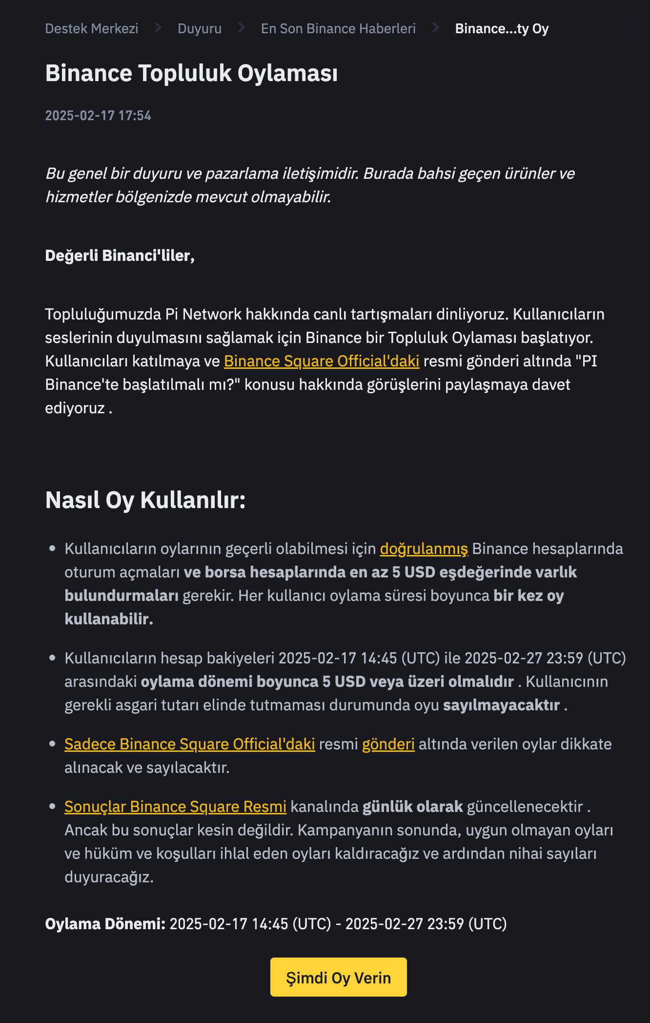 Binance’in Pi Coin Listeleme Anketi
