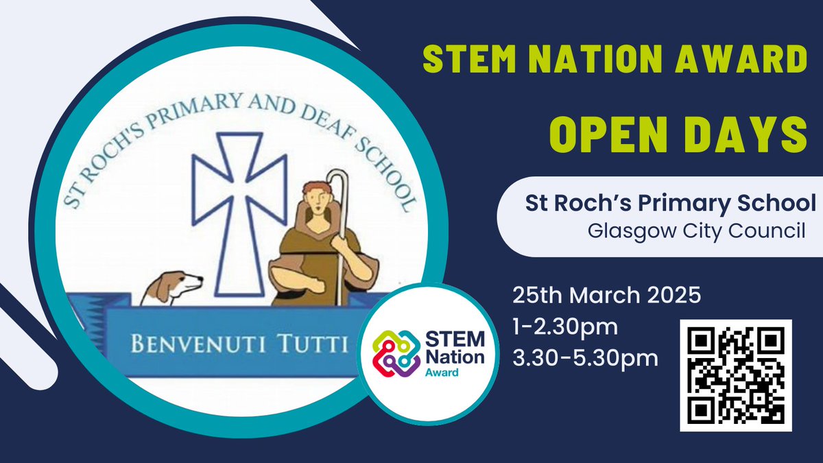 STEM @ Education Scotland (@stemedscot) on Twitter photo 🚨 Exciting news! <a href="/SaintRochsPS/">Saint Roch's Primary & Deaf School</a> is hosting a STEM Nation Award Open Day! Join us for one of two sessions: 1-2:30pm or 3:30-5:30pm. Don’t miss out on this chance to explore the STEM Nation Award! ➡️bit.ly/4hCVzXc <a href="/GlasgowCC/">Glasgow City Council</a> <a href="/EducationScot/">Education Scotland</a> #STEMNation 🚨 Exciting news! <a href="/SaintRochsPS/">Saint Roch's Primary & Deaf School</a> is hosting a STEM Nation Award Open Day! Join us for one of two sessions: 1-2:30pm or 3:30-5:30pm. Don’t miss out on this chance to explore the STEM Nation Award! ➡️bit.ly/4hCVzXc <a href="/GlasgowCC/">Glasgow City Council</a> <a href="/EducationScot/">Education Scotland</a> #STEMNation