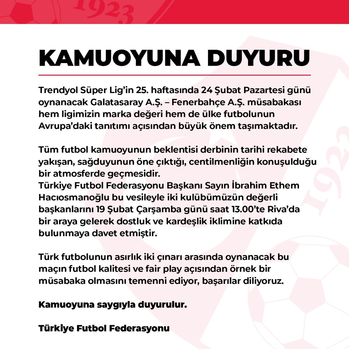TFF_Org's tweet photo. Kamuoyuna Duyuru 🔈 https://t.co/FBOr068xoH