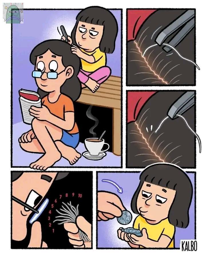 tanyarlfes's tweet image. 💚 Salah satu sumber penghasilanku waktu kecil, satu helai uban di bayar 100 perak. 😁