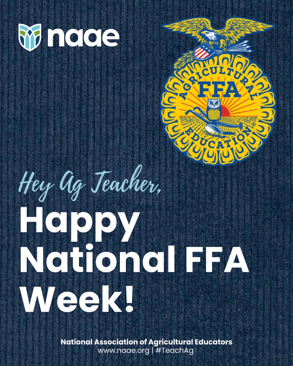 Hey ag teacher, happy National FFA Week! Your dedication and hard work make a lasting impact on your students. Thank you for your invaluable role in shaping the future of agricultural education! #TeachAg