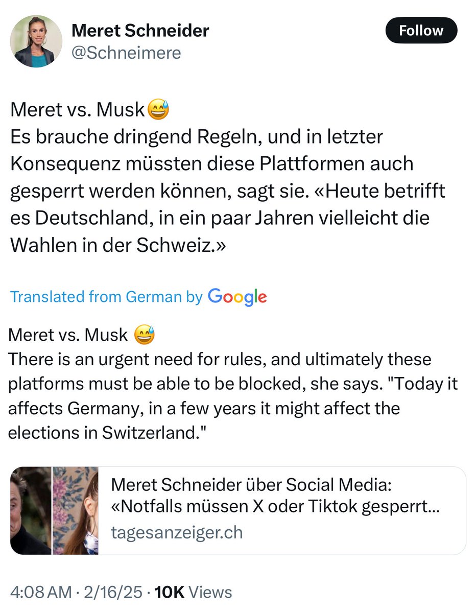 libsoftiktok's tweet image. This swiss councilor wants to ban X in Switzerland because it’s a threat to Democracy