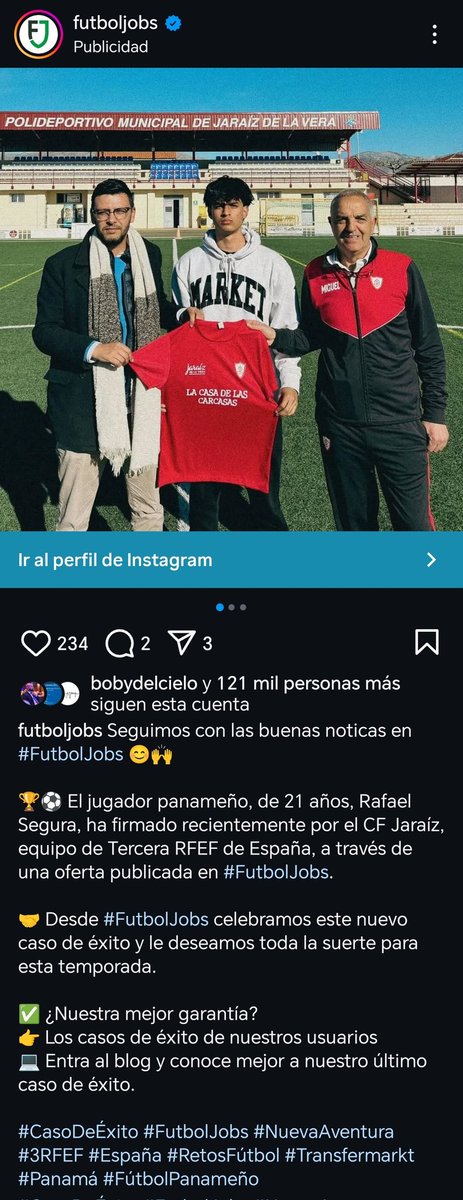 nahomy2899's tweet image. Otro chico llega a España
RAFAEL Segura, se une al club Jaraiz de tercera RFEF de España, misma donde juega Martín Krug.
Tiene 21 años.
Allí pueden escribir a la agencia, ya que buscan talento para Europa.
#sinPublicidad
#LegionariosXElMundoPty
#VamosPanamá
#JovenesPromesasPty
