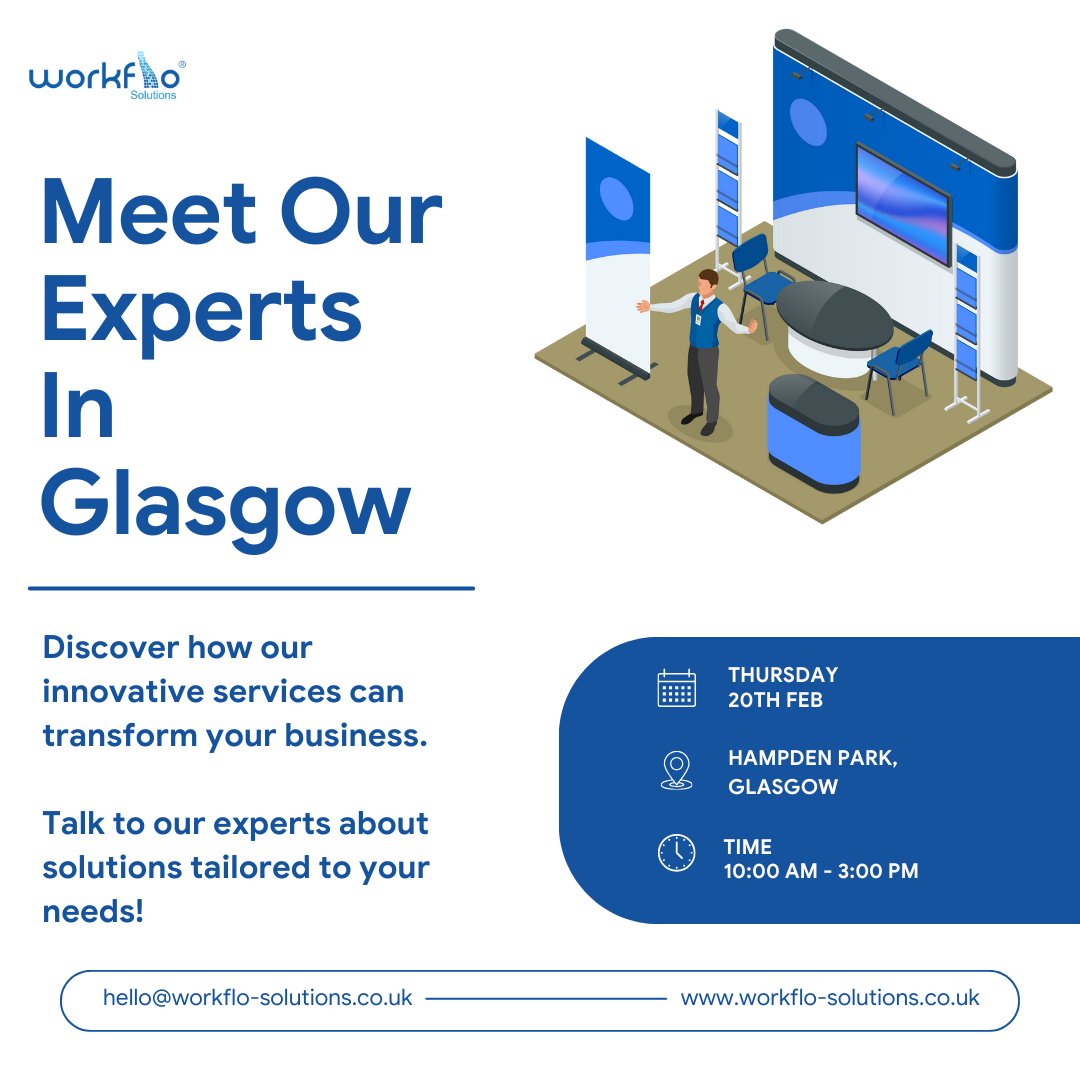 Workflo_sol's tweet image. Glasgow, we’re ready to help you work smarter! 🙌

Join us at the #HashtagEvent on February 20th and discover how our Solutions can optimise your business.

#Glasgow #BusinessEfficiency #ITSolutions #PrintManagement #CloudSolutions