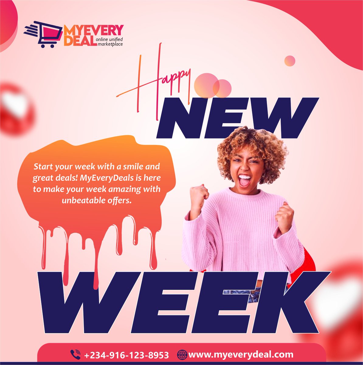 MyEveryDeal's tweet photo. Start your week with a smile and great deals at MyEveryDeals! We're here to make your week amazing with unbeatable offers. #MyEveryDeals #NewWeekNewDeals #ShopSmart #GreatOffers #HappyShopping #OnlineMarketplace #DealsOfTheWeek https://t.co/Yu1LRn3s3B