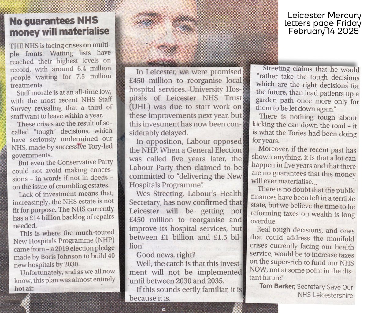 "Real tough decisions, and ones that could address the manifold crises currently facing our health service, would be to increase taxes on the super-rich to fund our NHS NOW, not at some point in the distant future!" saveournhsleicestershire.uk/2025/02/11/our… #NHS #WesStreeting