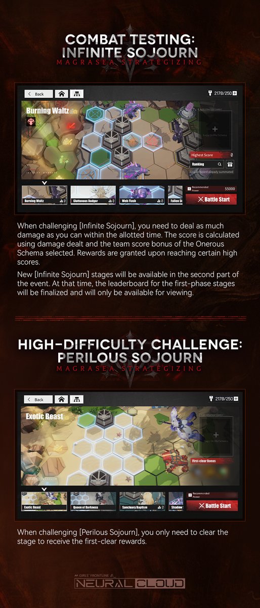 Dear Professor,
New Game Mode [Strategic Preparation] be opened after maintenance on Feb. 18th.
Professors can freely combine your Schema of Strife to explore and create your own stages. By completing high-difficulty challenges, you will receive rich rewards.

#NeuralCloud