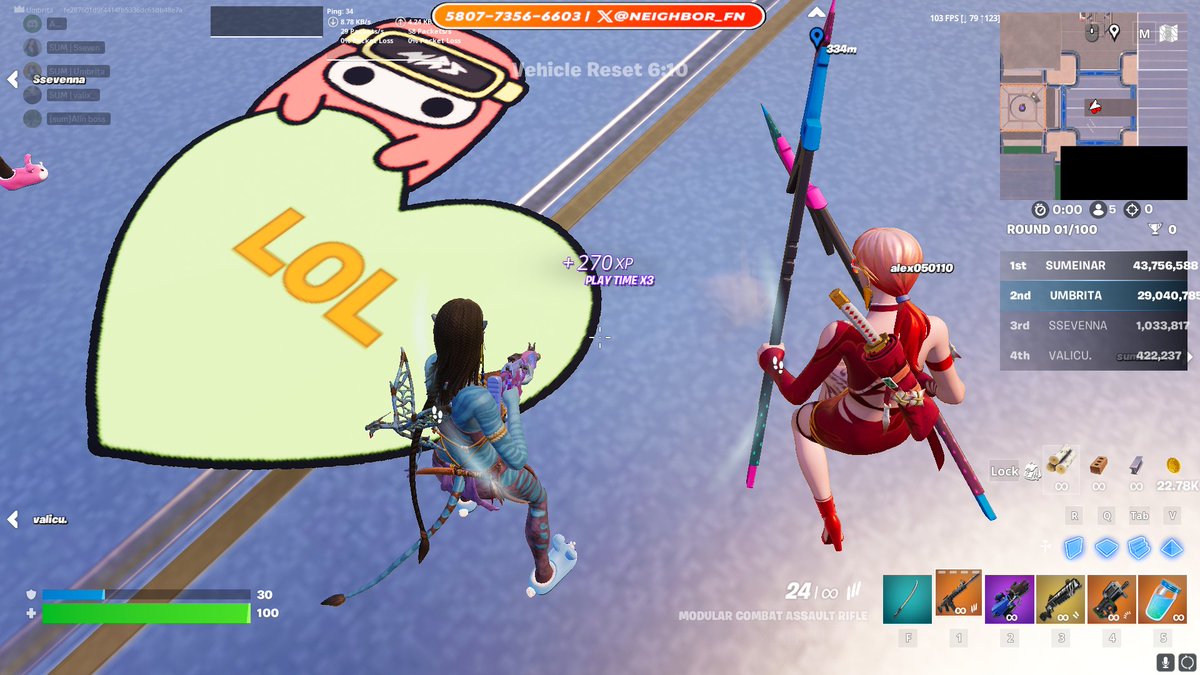 UmbritaC's tweet photo. I found all the candy hearts in Gacha City! 🥰 Make sure you search for them too, cause it's your last chance to join the @NEIGHBOR_FN Valentine's Day event with prizes! Less than 2 hours to join!💘

#GachaCity #FortniteMap #FortniteGiveaway #EventFortnite https://t.co/JP4lucvLtc