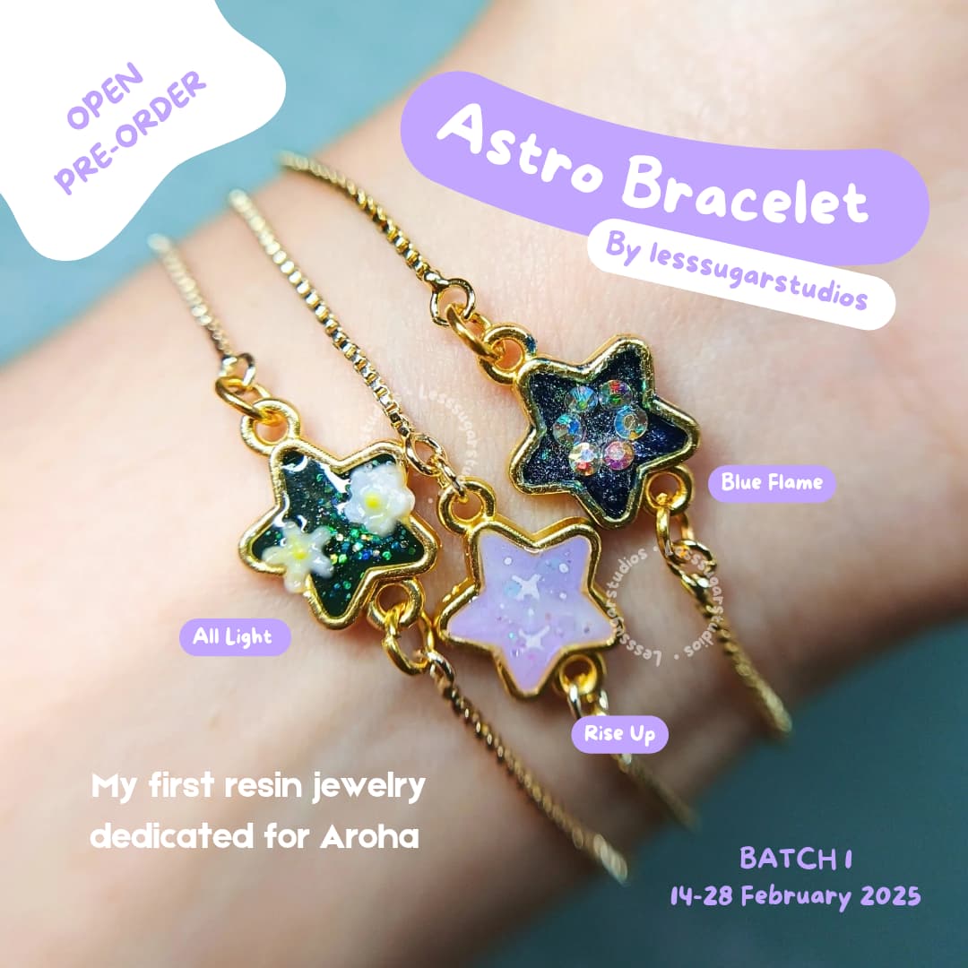 binsan_world's tweet photo. INA 🇮🇩 &amp; WW GO 🌏

ASTRO Resin Bracelet
—by LESSUGAR studio

💸 
IDR 100,000 / $ 6.5 (each)
IDR 280,000 / $ 18.5 (set)

Inclusions:
- Bracelet
- Synthetic leather pouch
- ASTRO sticker set
- Lucky draw (ASTRO PC or album)

📆 Close 27 Feb, 9PM WIB
💳 BCA/BNI/E-wallet/PayPal/Wise https://t.co/gs1pXQKJsd