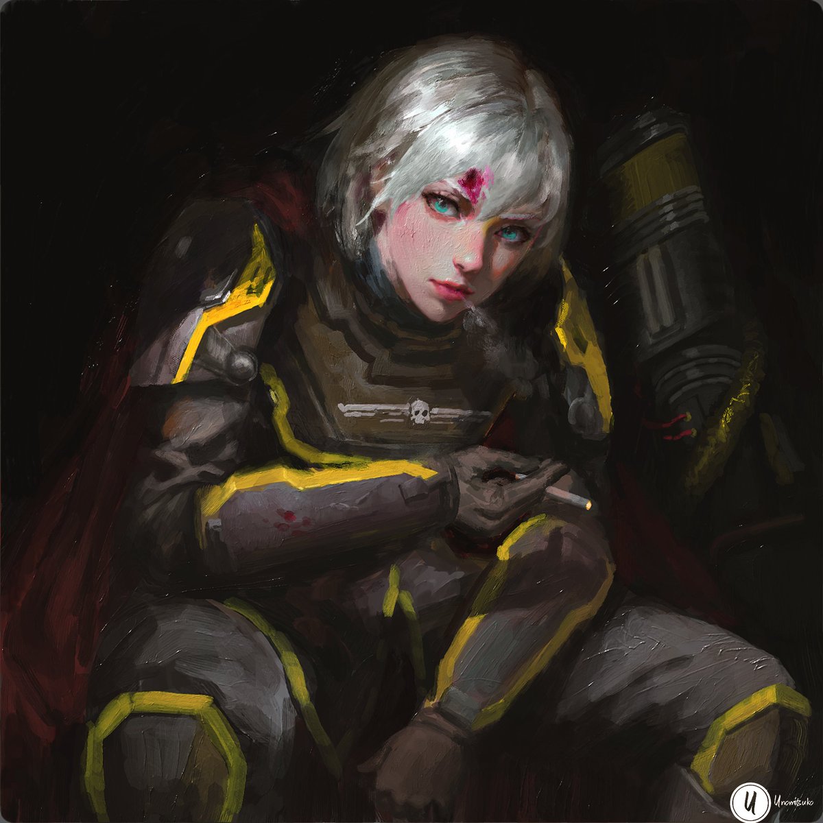 UnoMitsuko's tweet image. Take a break. Have a cigarette.
#Helldivers2 #fanart