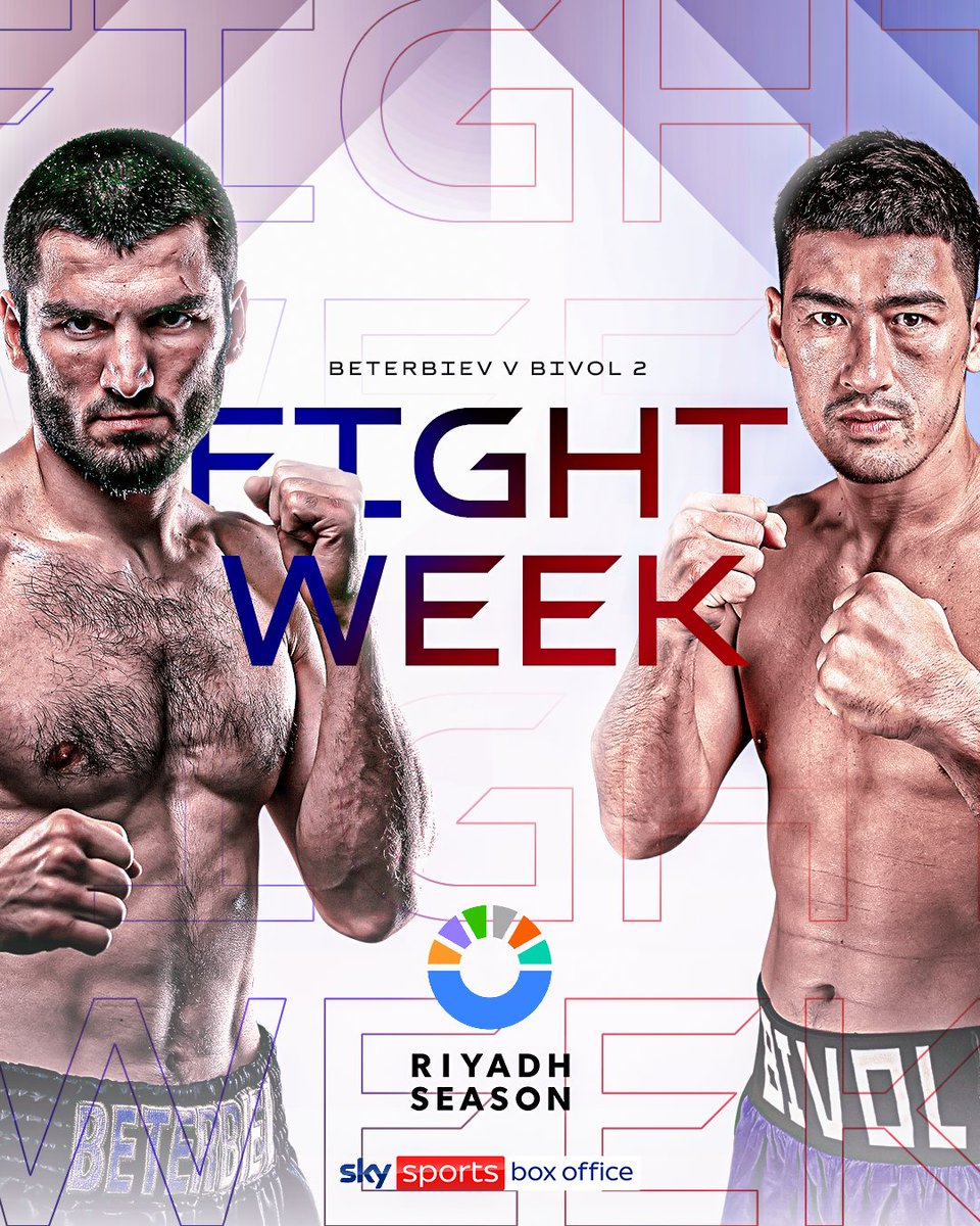 SkySportsBoxing's tweet photo. IT'S FIGHT WEEK! 🔥

🥊Artur Beterbiev vs Dmitry Bivol
🥊Daniel Dubois vs Joseph Parker
🥊Shakur Stevenson vs Floyd Schofield
🥊Carlos Adames vs Hamzah Sheeraz
🥊Vergil Ortiz Jr. vs Israil Madrimov
🥊Zhilei Zhang vs Agit Kabayel
🥊Joshua Buatsi vs Callum Smith 

#DuboisParker x #BeterbievBivol2 | #RiyadhSeason | Sky Sports Box Office