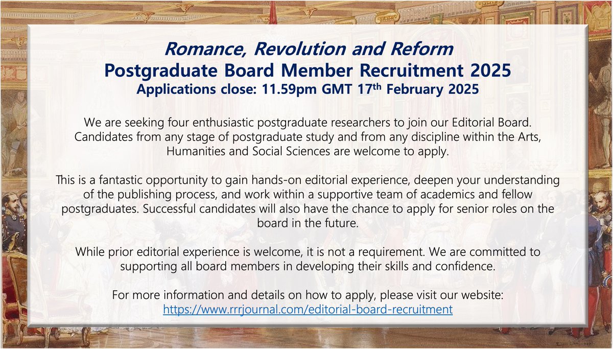 Calling all PGRs! 🚨 Final call for applications for 4 PGR Editor positions — deadline closes tonight!
rrrjournal.com/editorial-boar…
