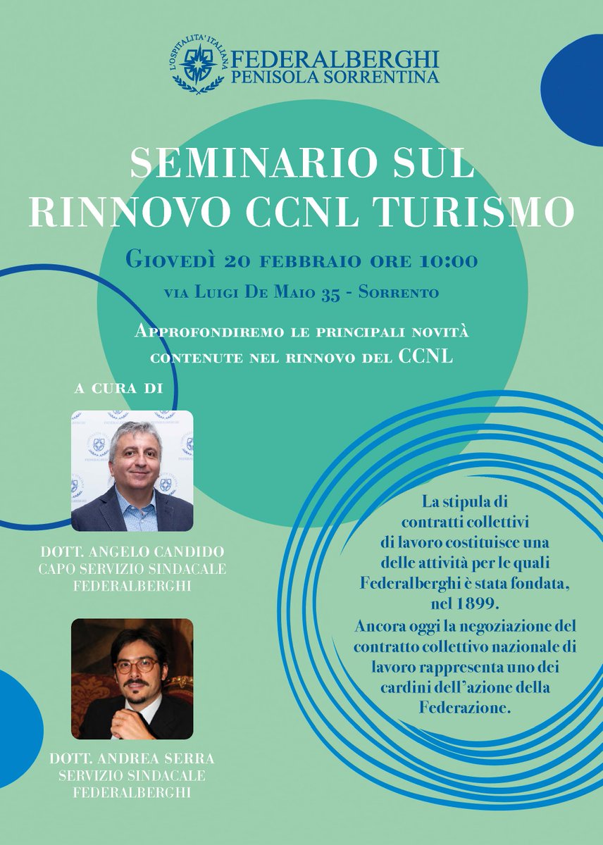 Seminario sul rinnovo del Contratto Collettivo Nazionale di Lavoro. Stay  tuned ...  <a href="/federalberghi/">federalberghi 🇮🇹 🇪🇺</a>  #Sorrentocoast