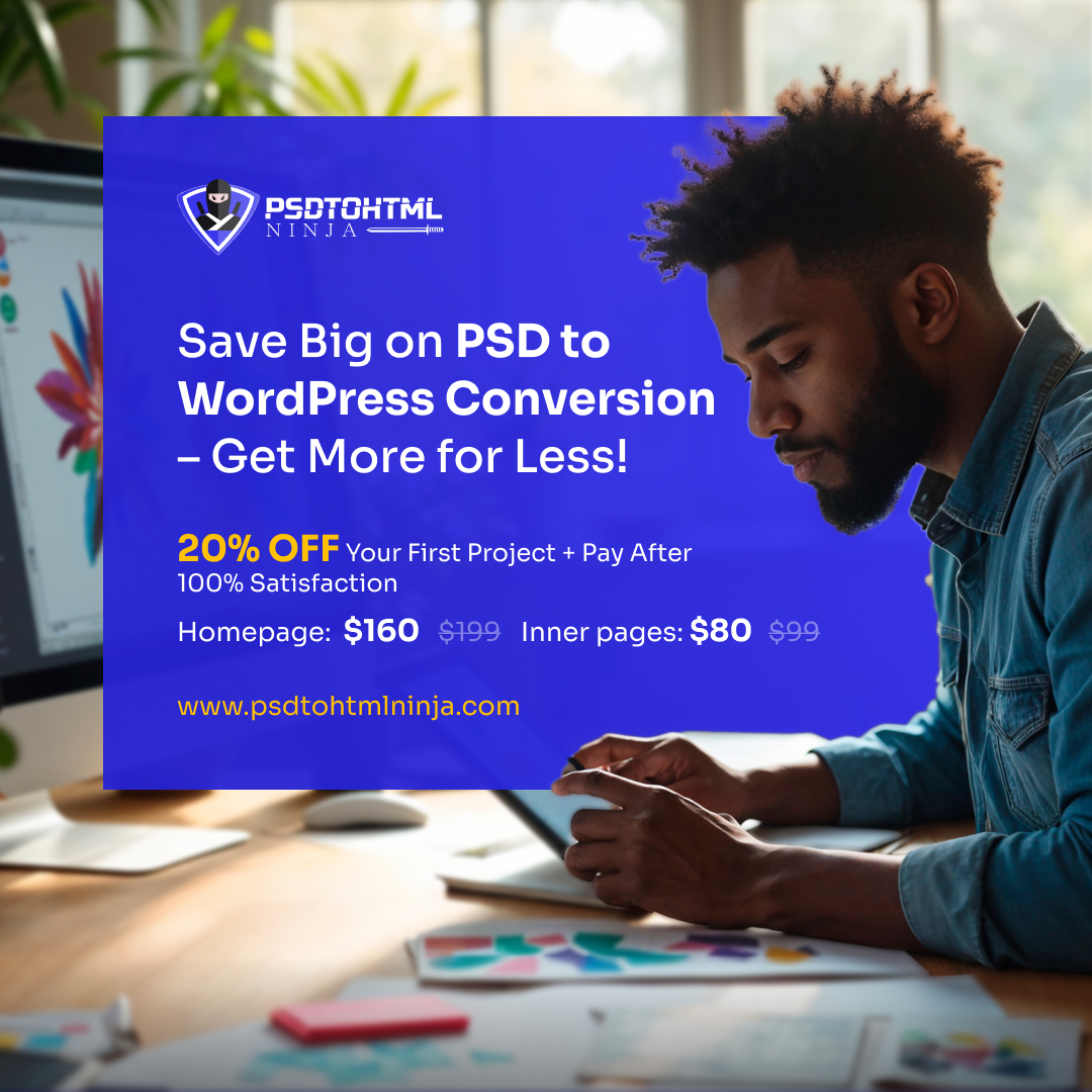 ninjapsdtohtml's tweet image. 🚀 Save 20% on #PSD to #WordPress Conversion! 🎉

✅ Pay after 100% satisfaction
💰 Homepage: $160 (was $199)
💰 Inner Pages: $80 (was $99)

Get a pixel-perfect WordPress site today!

🌐 shorturl.at/sW14G

#PSDtoWordPress #WordPressDevelopment