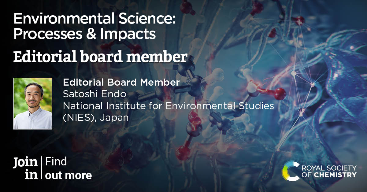 ⭐ We are excited to welcome Dr Satoshi Endo (<a href="/Satoshi__Endo/">Satoshi Endo</a>) to the Editorial Board for Environmental Science: Processes &amp; Impacts!⭐

Satoshi is a Chief Senior Researcher at the National Institute for Environmental Studies (NIES)

#ESPI