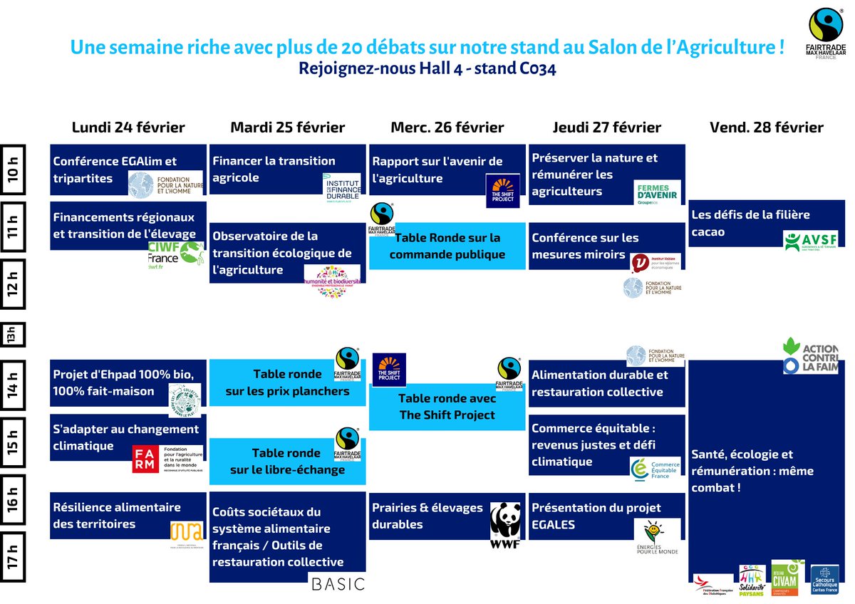 Max Havelaar France (@maxhavelaarfr) on Twitter photo 📆A partir de samedi, les équipes de Max Havelaar France vous donnent rendez-vous au <a href="/Salondelagri/">Salon International de l'Agriculture</a> International de l'Agriculture. Des temps forts sont prévus tous les jours sur notre stand (Hall 4 - Stand C034), retrouvez les en un clin d'oeil ci-dessous 👇 📆A partir de samedi, les équipes de Max Havelaar France vous donnent rendez-vous au <a href="/Salondelagri/">Salon International de l'Agriculture</a> International de l'Agriculture. Des temps forts sont prévus tous les jours sur notre stand (Hall 4 - Stand C034), retrouvez les en un clin d'oeil ci-dessous 👇