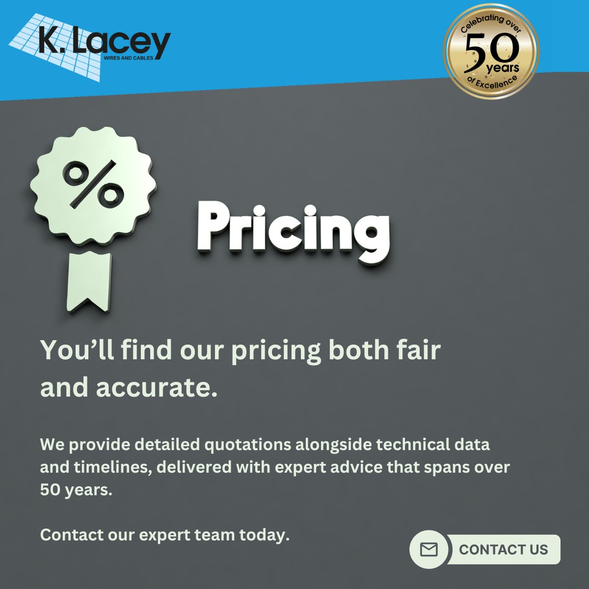KLACEYCABLES's tweet photo. For over 50 years, we've been providing our UK and global customers fair and accurate pricing to help accurate project budgeting.
#CustomCables #CableDistributor
#CableAssemblyManufacturer #UKCablesAndWires
#CableQuotes #UKCablePricing https://t.co/tewqJoH3tt