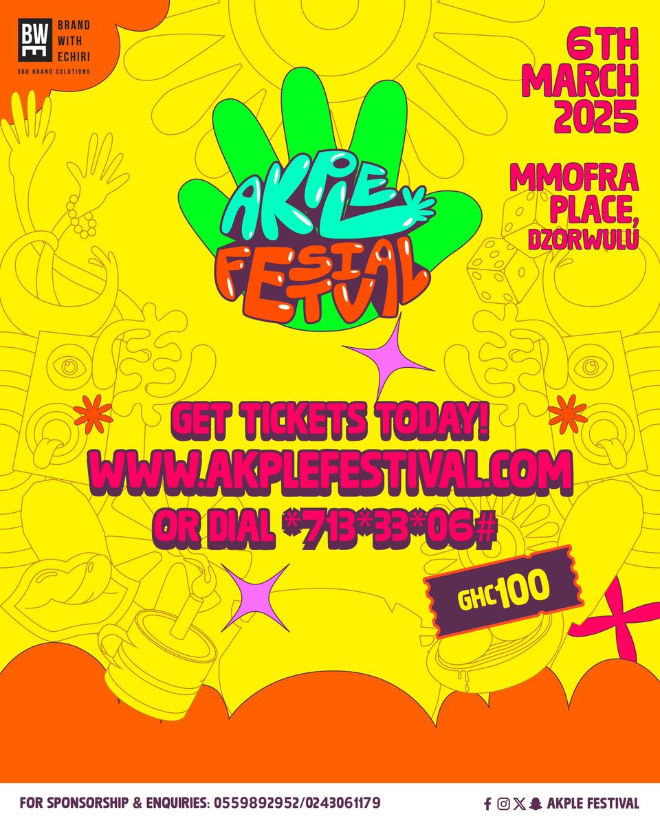 Joe_lormi's tweet photo. Tickets are OUT ! 🔥.. Grab yours now 🎫.. https://t.co/RSUSJXyFE6 / *713 *33 *06#

#Akplefestival https://t.co/FTuoPXgg3y