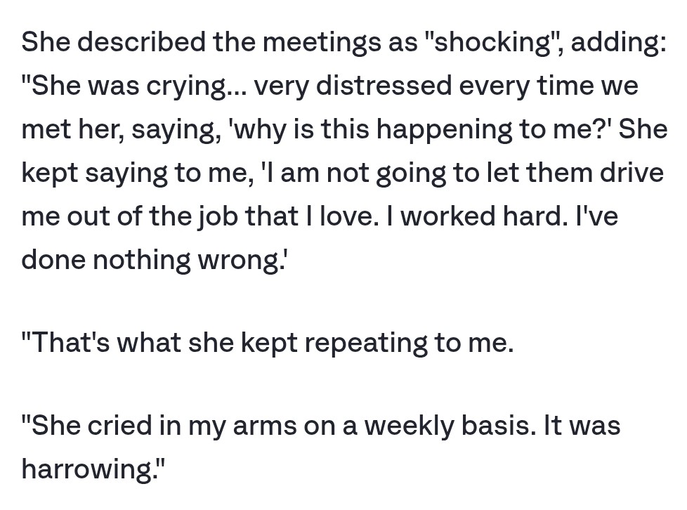 Lucy Letbys' determination to stand up to the bullies in her workplace is the reason we are where we are now. Had she just left, we wouldn't even know her name. It's time for the wider British public to get angry about the appalling abuse she has suffered. Bullies must not win!