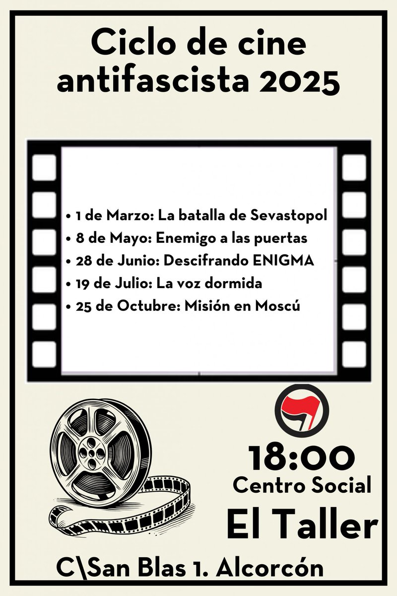 PCEAlcorcon's tweet image. Ciclo de Cine Antifascista en #Alcorcón: Historia, Propaganda y la Memoria de la Segunda Guerra Mundial alcorcon.eltorno.info/cinforum-enemi…