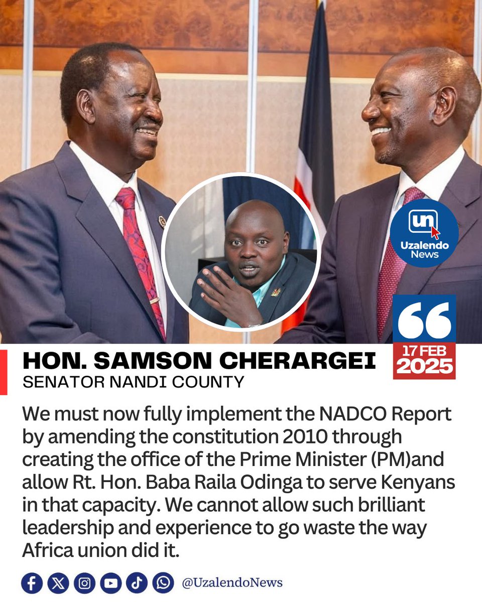 UzalendoNews_KE's tweet photo. Impliment NADCO, make Raila Odinga Prime Minister — Senator Cherargei now suggests after AU Flop 
#UzalendoNews #AUCElection https://t.co/YdnP6y41Tt