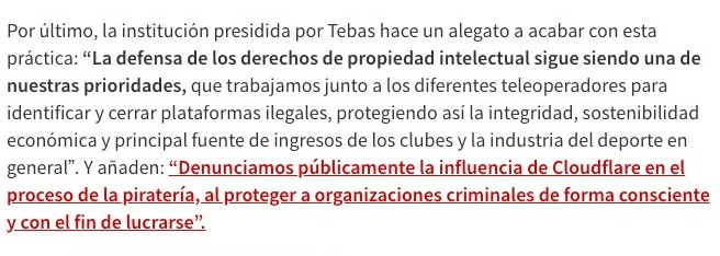 No se puede tener la cara más dura que Movistar y La Liga. ¡Que no han sido bloqueos indiscriminados, dicen! #Cloudflare