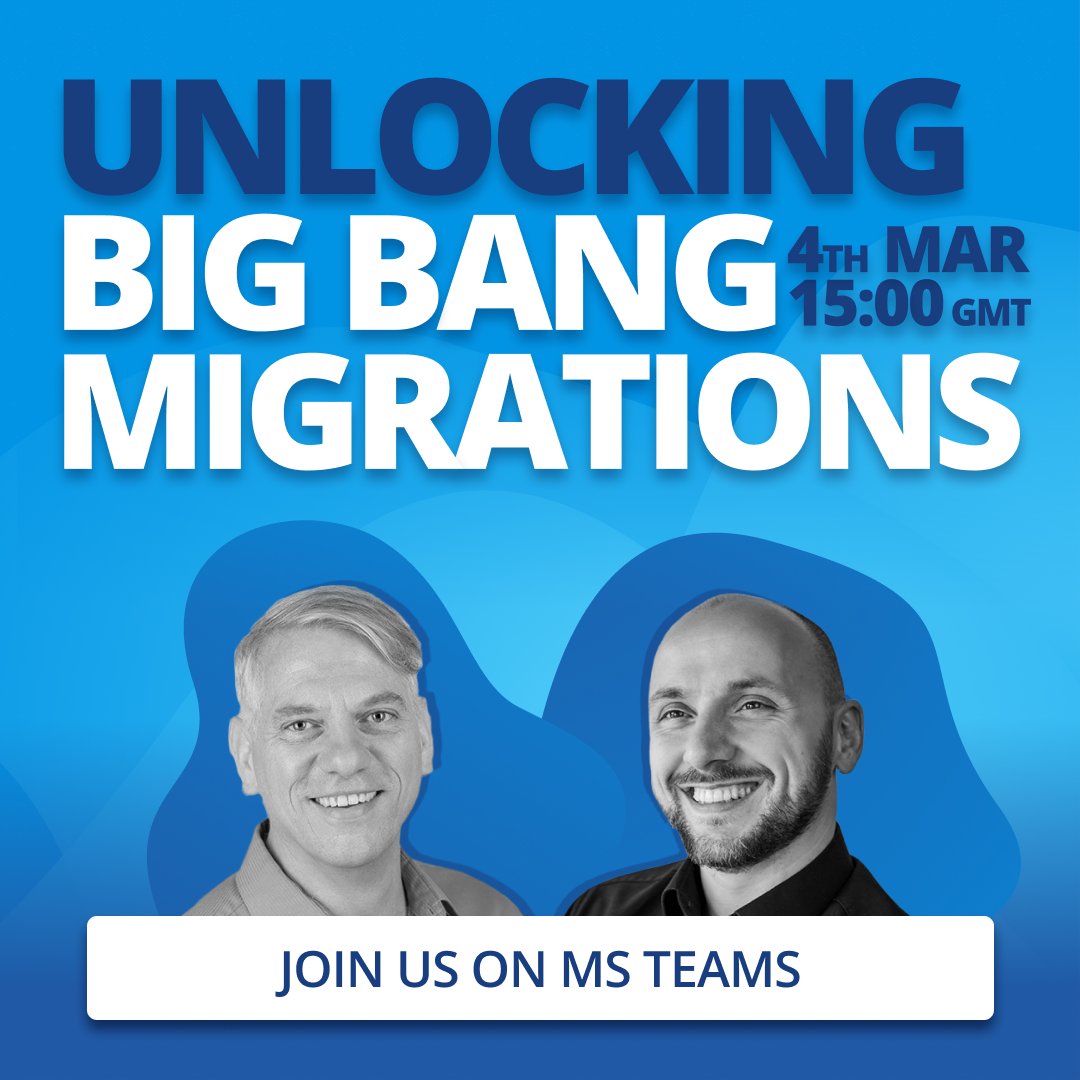 PowerSyncPro (@powersyncpro) on Twitter photo One bad move in a big bang migration & you’ll be facing #IT issues for months.
Join <a href="/GeekWolf_Cloud/">Twan van Beers</a> & <a href="/vanhybrid/">Michael Van Horenbeeck</a> for the "Unlocking Big Bang Migrations" webinar to learn how to: minimise disruptions, automate manual tasks & much more.
🔗 Register now: bit.ly/3X3GeXG One bad move in a big bang migration & you’ll be facing #IT issues for months.
Join <a href="/GeekWolf_Cloud/">Twan van Beers</a> & <a href="/vanhybrid/">Michael Van Horenbeeck</a> for the "Unlocking Big Bang Migrations" webinar to learn how to: minimise disruptions, automate manual tasks & much more.
🔗 Register now: bit.ly/3X3GeXG