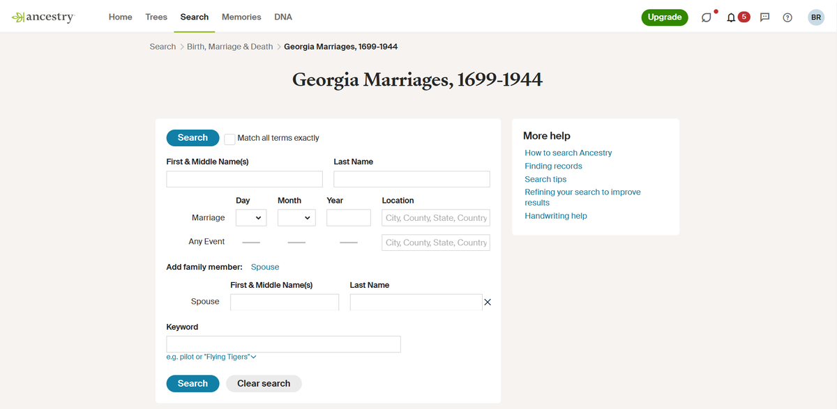 Did you know? Ancestry.com has several collections of marriage records from Georgia. Each of their collections has different information, so you may want to look for your ancestors in all of them.