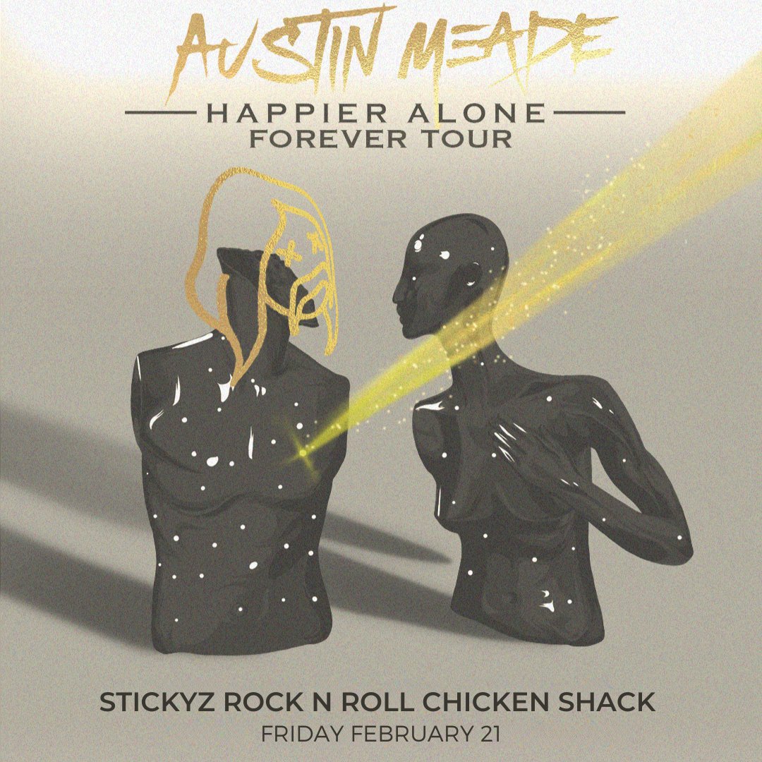 Make your plans for this Friday night! @austin_meade returns to the Stickyz stage for what will definitely be an intense performance. If you've never see the live show it's rated 100% A+ Good Time