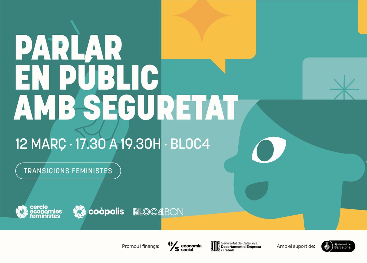 Nova edició de la formació sobre habilitats comunicatives orals i feministes impartida per <a href="/almenafeminista/">Almena Feminista</a> com a part del Cercle d'Economies Feministes de <a href="/coopolis_bcn/">Coòpolis Barcelona</a>.

12 de març, 17:30 a 19:30h📆
Per <a href="/marymvillena/">Mary M. Villena</a> 
Inscripcions a ⬇️: bcn.coop/agenda/parlar-…