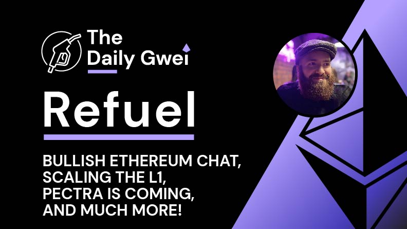 sassal.eth/acc π¦π (@sassal0x) on Twitter photo The latest <a href="/thedailygwei/">The Daily Gwei π¦π</a> Refuel is ready for your consumption! β½
Today's topics:
- Bullish Ethereum chat π
- Scaling the L1 π€
- Pectra is coming π
- and much more β
Watch π
youtu.be/N36QzjtdPRQ The latest <a href="/thedailygwei/">The Daily Gwei π¦π</a> Refuel is ready for your consumption! β½
Today's topics:
- Bullish Ethereum chat π
- Scaling the L1 π€
- Pectra is coming π
- and much more β
Watch π
youtu.be/N36QzjtdPRQ