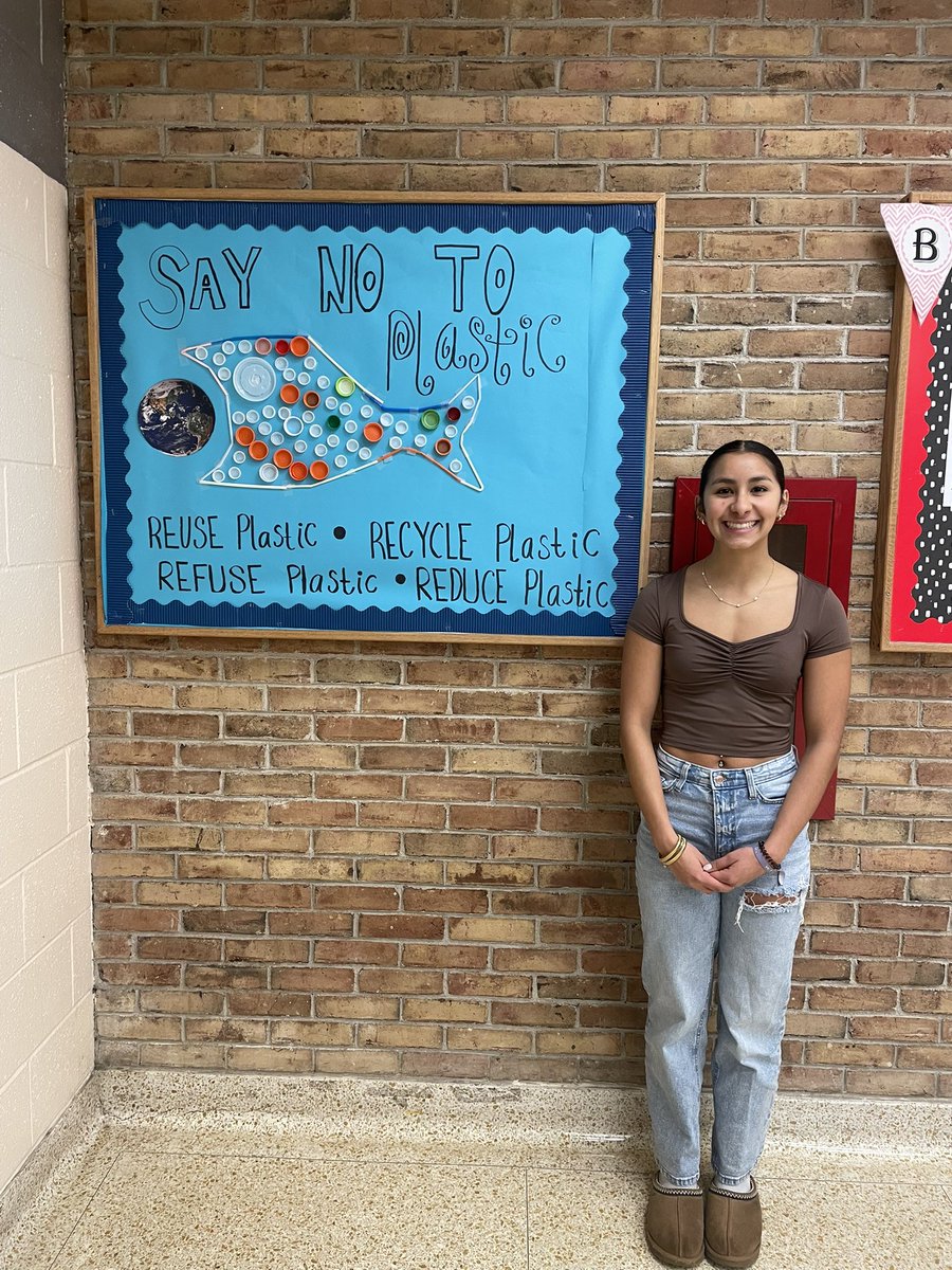 Refuse, Reduce, Reuse, and Recycle plastic bulletin board made by Mieah! Simple, small actions make a big difference when done by many. Be the change! <a href="/CHS_LeadsTheWay/">Clinton High School</a>