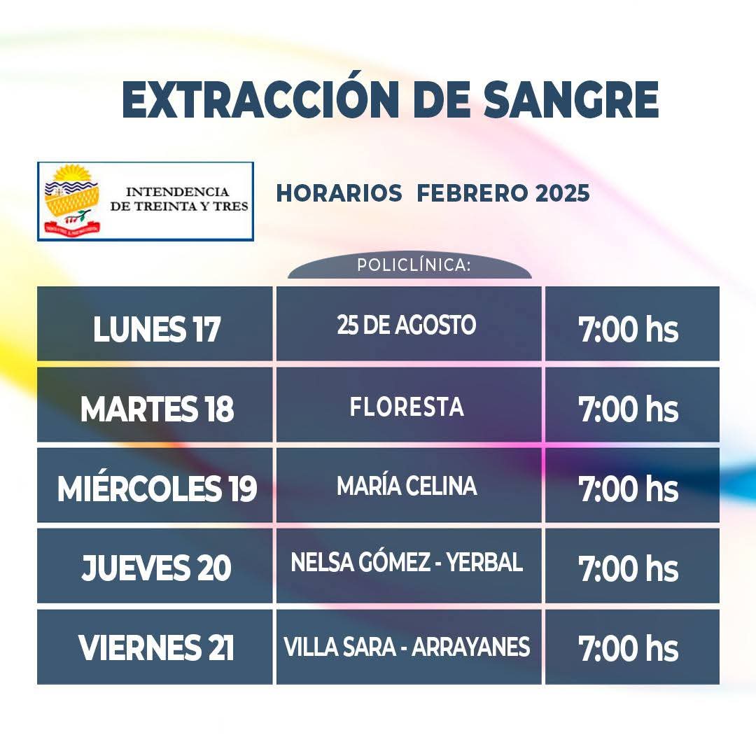 🏥 Cronograma de policlínicas del Gobierno de Treinta y Tres para la semana entrante.
#GobiernodeTreintayTres