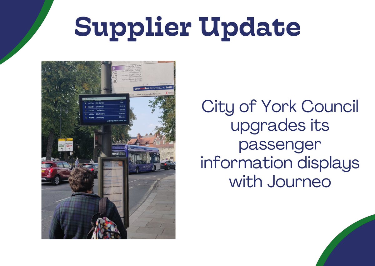 #ALBUM Member <a href="/JourneoPLC/">Journeo</a>  is leading the way in enhancing passenger experience in City of York! Their new real-time digital displays are making travel information clearer and more accessible for everyone. Read more: bit.ly/4k4wEho #BusInnovation #PassengerExperience