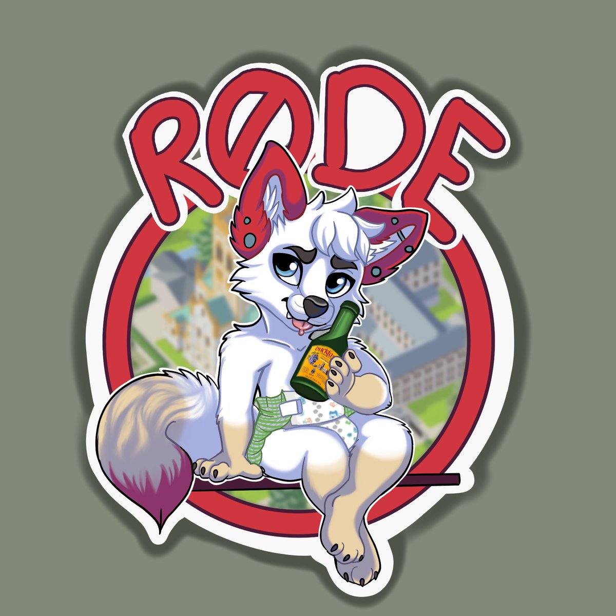 SoftestBean's tweet photo. Full body badge for NFC collection for @paddedred !! Both padded and non-padded version 

[Yes that is the bottle you’re thinking of… and that IS the Abbey that produces it in the background hahaha]

Ever on Brand! https://t.co/L1AvTl6UHf