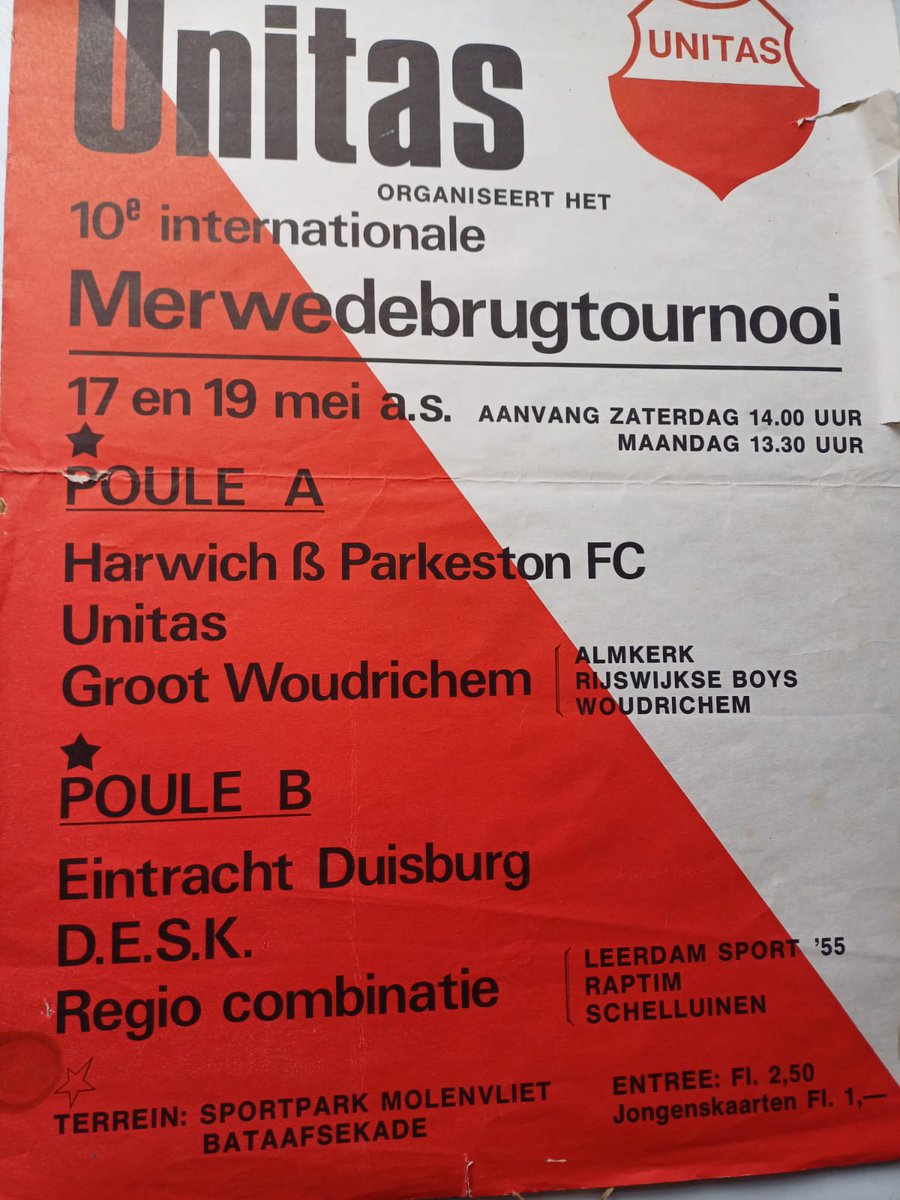 Harwich & Parkeston FC History (@hpfchistory) on Twitter photo π’ 50 years ago today, <a href="/OfficialHarwich/">Harwich and (P)arkeston FC</a> finished fourth at the <a href="/gvvunitas/">GVV Unitas</a> tournament, which was celebrating its 10th anniversary.
π³π± The Dutch event was won by Regio Noord.
π¦ #HPFC <a href="/Unitasarchief/">Unitas-archief</a> π’ 50 years ago today, <a href="/OfficialHarwich/">Harwich and (P)arkeston FC</a> finished fourth at the <a href="/gvvunitas/">GVV Unitas</a> tournament, which was celebrating its 10th anniversary.
π³π± The Dutch event was won by Regio Noord.
π¦ #HPFC <a href="/Unitasarchief/">Unitas-archief</a>