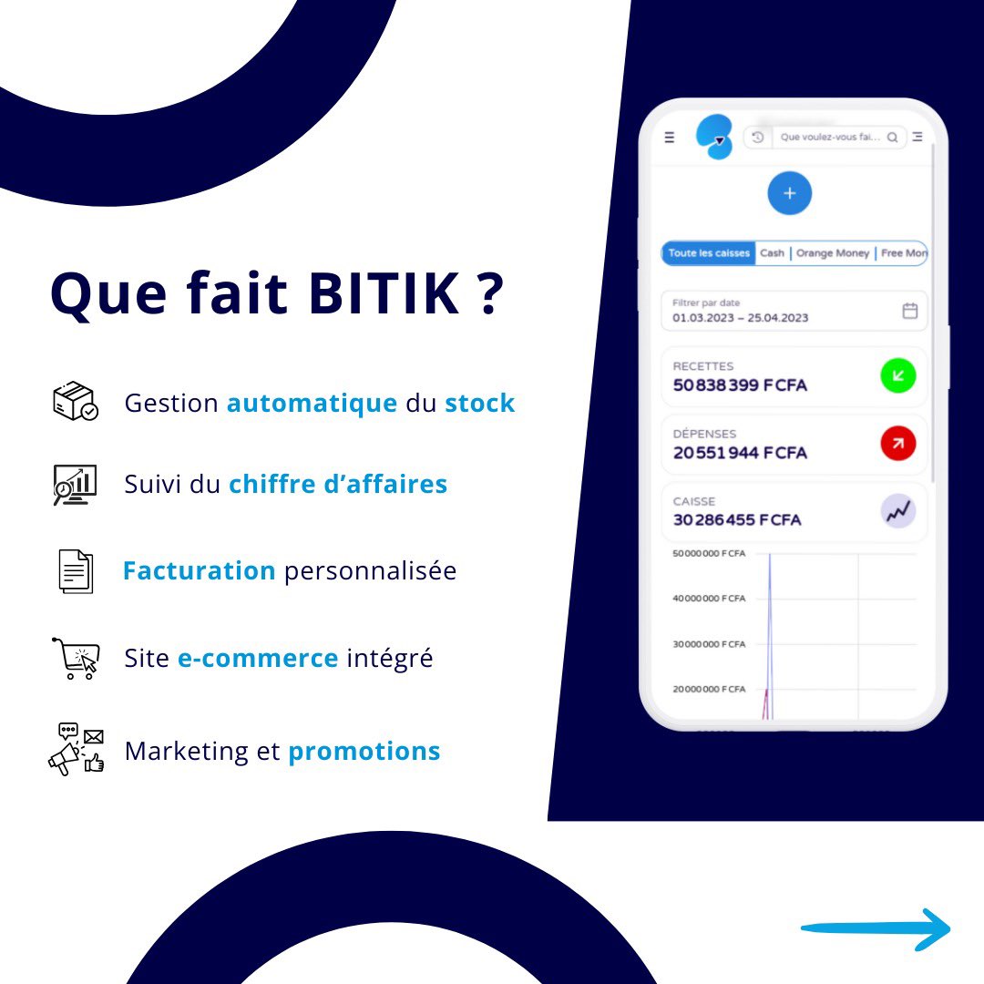 bitikapp's tweet photo. 🚀 Simplifiez la gestion de votre entreprise avec BITIK !
Un ERP complet pour :
📊 Optimiser votre gestion commerciale
📦 Suivre vos stocks en temps réel
📈 Automatiser vos processus comptables1/2👇🏽
 #digital #logiciels #informatique https://t.co/LCZFRdY5u9