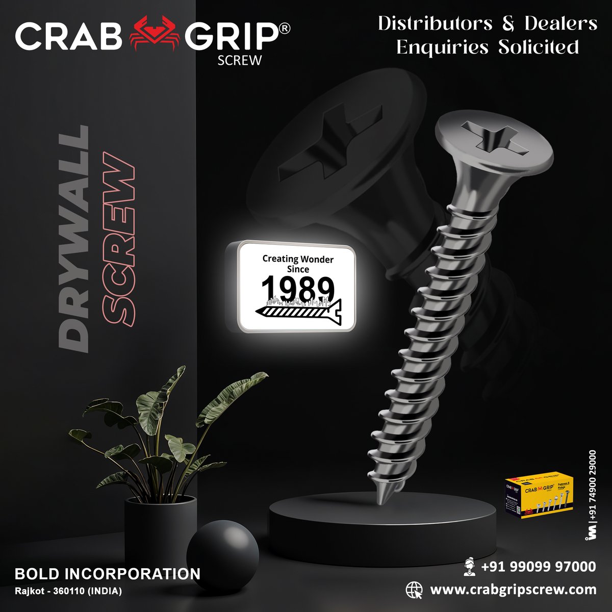 ibais_wooden's tweet photo. CRAB🦀GRIP SCREW

INDIA's Most Trusted Screw Brand Since 1989

Drywall Screw

For inquiry via WhatsApp click:
https://t.co/XgPDGSvG0T

Bold Incorporation [Rajkot]
Customer Care No.: +91 9909997000
#drywallscrew #screwmanufacturer #msscrew #ssscrew
.
@ibais_wooden 
@crabgripscrew https://t.co/eEkeWTbWaa