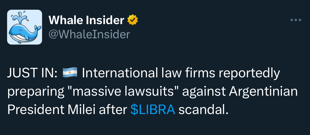 1/🧵

The Presidential Connection

Argentinian President Milei promoted $LIBRA via Twitter and Claimed it would "stimulate Argentina's economy" Market cap reached $4.4B before 95% collapse and suddenly tweet gets deleted