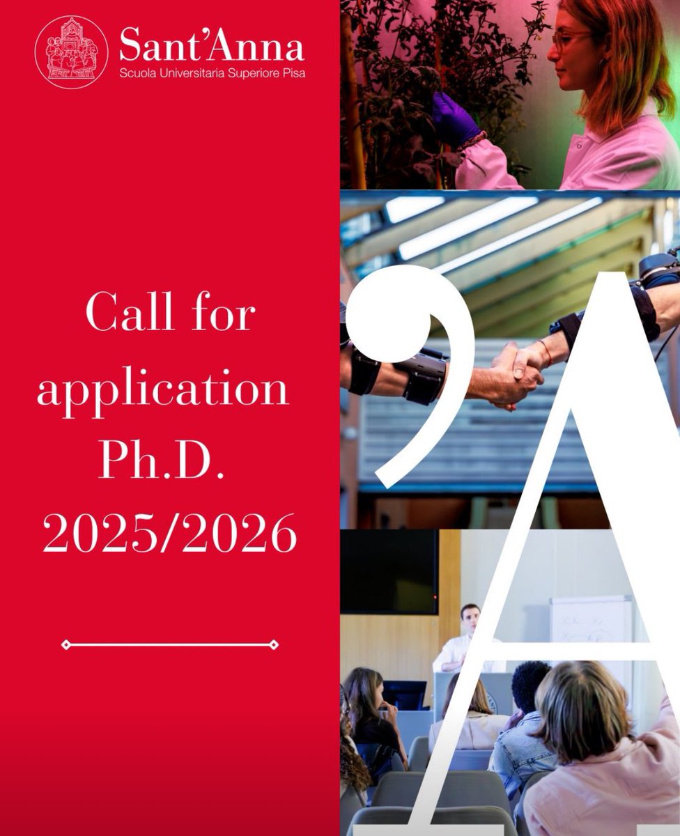 ❗️ The call for Ph.D. Programmes 2025/2026 at Scuola Superiore Sant'Anna is now open! 60 places are available with fully funded scholarships. 
📌 Find out all the details and read the full call for applications here: lnkd.in/dFJkPE8P