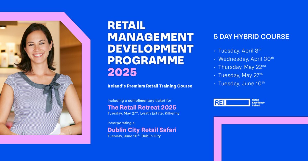 📣 Calling all Retail Managers! 
REI are delighted to announce the launch of the Retail Management Development Programme 2025. 
🕙 Secure your place today!
MORE DETAILS ➡️ tinyurl.com/RMDP-Programme…
BOOK NOW ➡️ tinyurl.com/RDMP-Registrat…