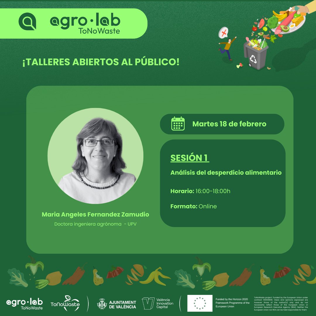 vlcinnovation's tweet photo. LAST CALL 📢 Mañana es el primer #taller online y gratuito de #AgroLab @ToNoWaste y @VLCInnovation para aprender (más) a luchar contra el #desperdicioalimentario.
¡Únete a la revolución del sistema alimentario!
Inscríbete aquí 👇https://t.co/kiUG5hEiOE https://t.co/rwEWe5BvLu