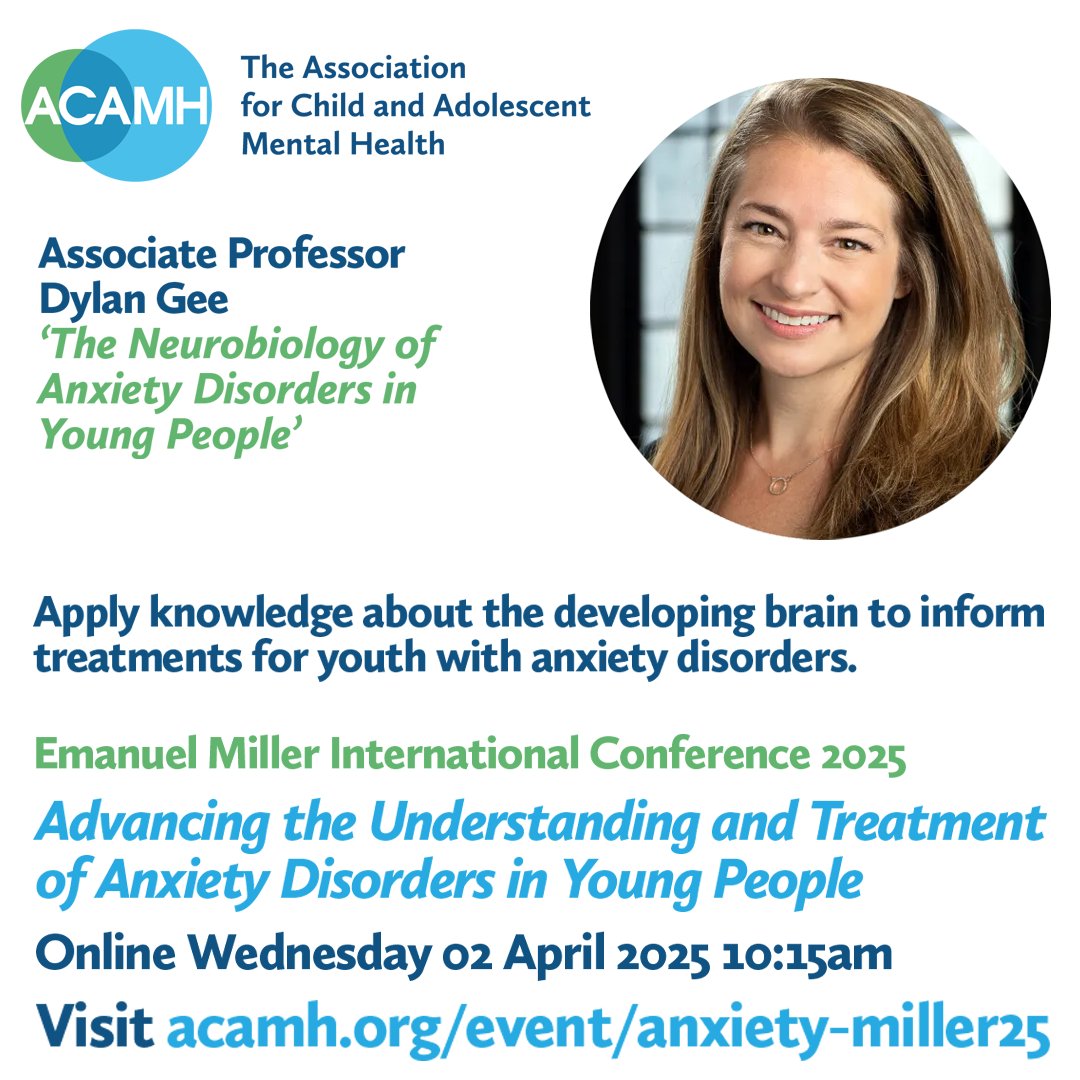 Join us on 2 April for the 2025 Emanuel Miller International Conference on #AnxietyDisorders and learn how to apply knowledge about the developing brain to inform treatments for youth with #Anxiety disorders, with <a href="/dylanggee/">Dylan Gee, PhD</a>!

Book now to secure your place!