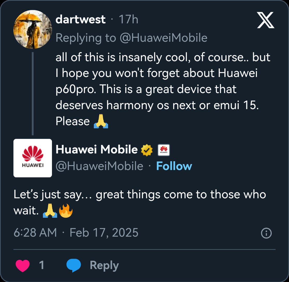 OS_Harmony_'s tweet image. Announcement from Huawei 😁
#Huawei #p60 #p60series #harmonyosnext #harmonyos #emui15