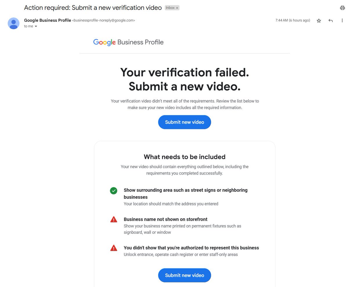 Barry Schwartz (@rustybrick) on Twitter photo Google Business Profiles now sends emails with reasons your verification failed: seroundtable.com/google-busines… via <a href="/TheSocialDude/">Ben Fisher</a> <a href="/henryh954/">Henry Heredia</a> Google Business Profiles now sends emails with reasons your verification failed: seroundtable.com/google-busines… via <a href="/TheSocialDude/">Ben Fisher</a> <a href="/henryh954/">Henry Heredia</a>