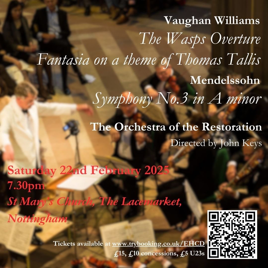 This Saturday our very own Orchestra of the Restoration will be performing works by Vaughan Williams and Mendelssohn at 7.30pm. There’s still time to get your tickets for this fantastic concert - head to trybooking.co.uk/EHCD.