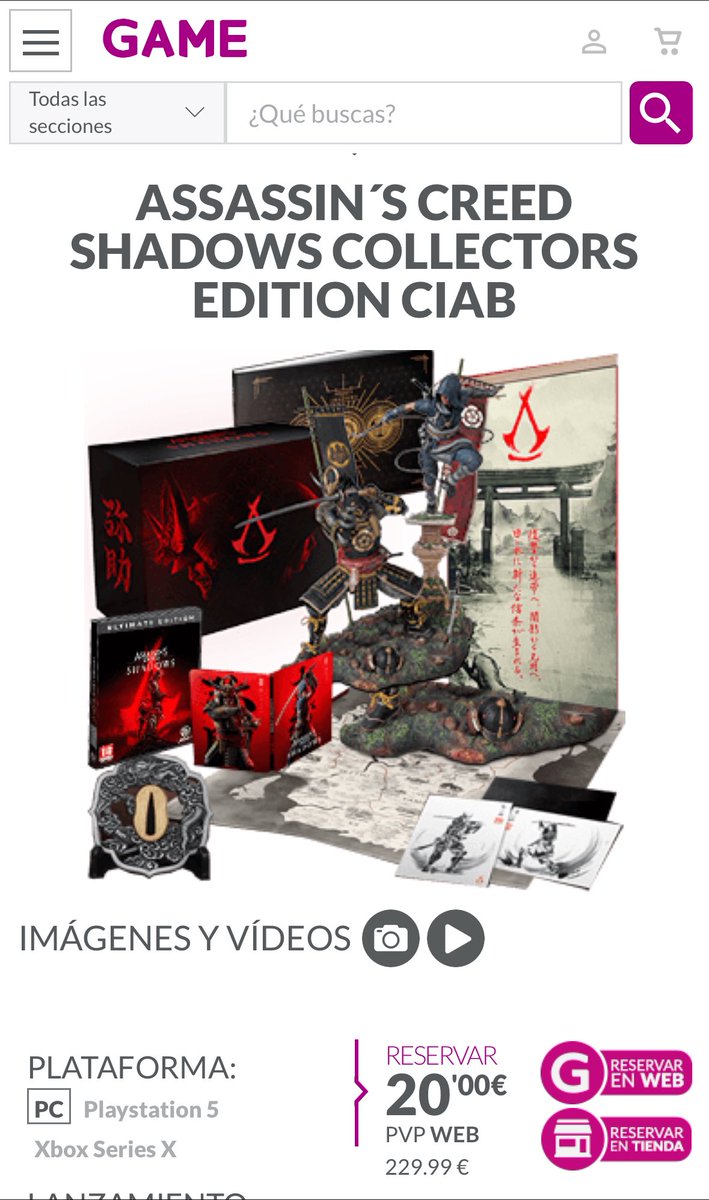 TheRAFITI69's tweet image. Ma friends!!

Tenéis disponibilidad de más collector de Assassin’s Creed Shadows en GAME por si queréis reservar 💪