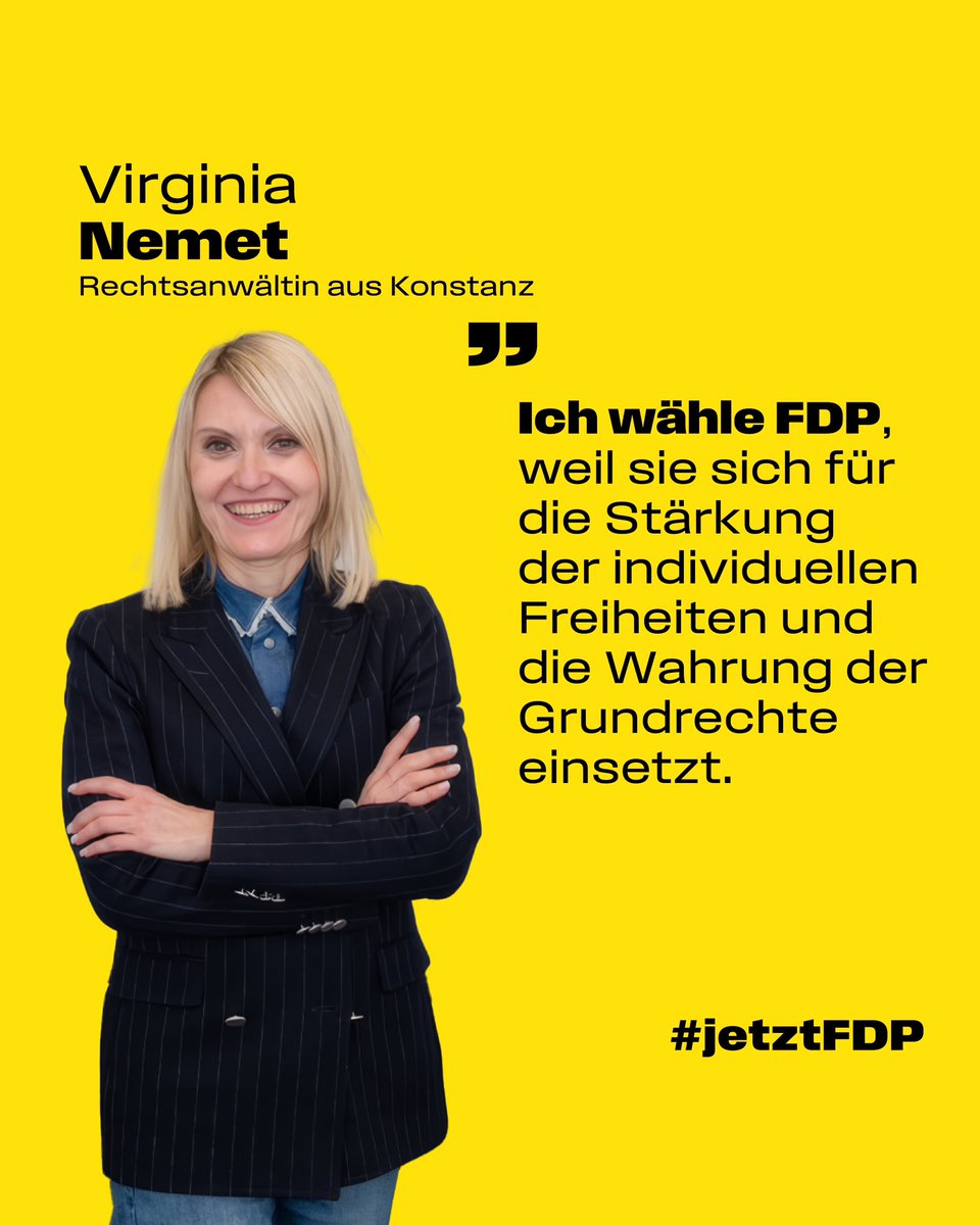 Virginia Nemet wählt <a href="/fdp/">FDP</a>: Für mehr Freiheit durch Selbstbestimmung. #jetztFDP